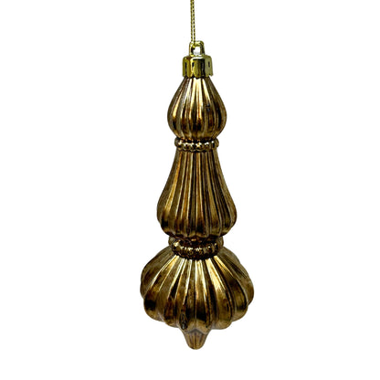 Antique Gold Lined Slender Finial Ornament 6.5" | XJ