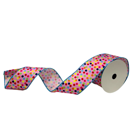 Blue Edge Pink Multi Dot Ribbon 2.5” x 10yd | YT