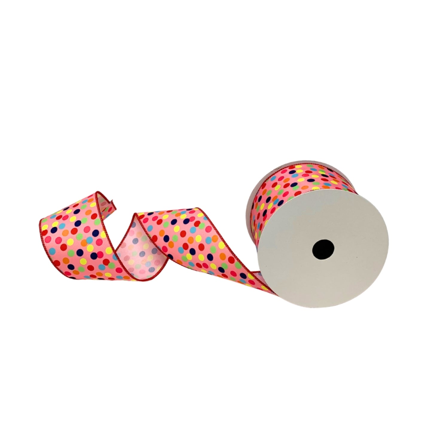 Pink Playful Dot Ribbon with Red Edge 2.5” x 10yd | YT