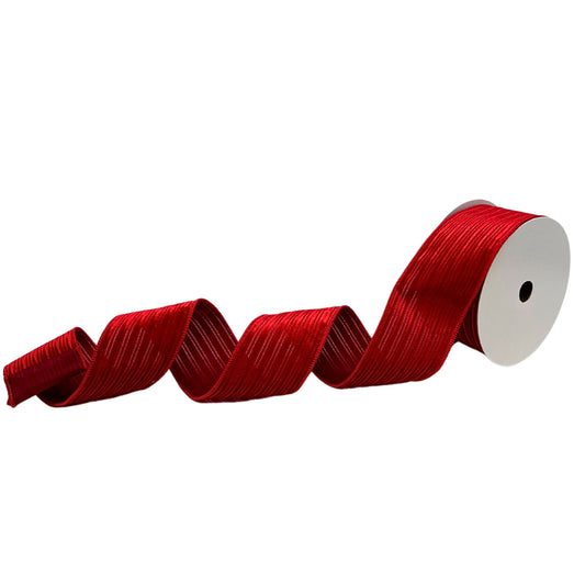 Royal Stripe Velvet Red Ribbon 2.5” x 10yd | YT