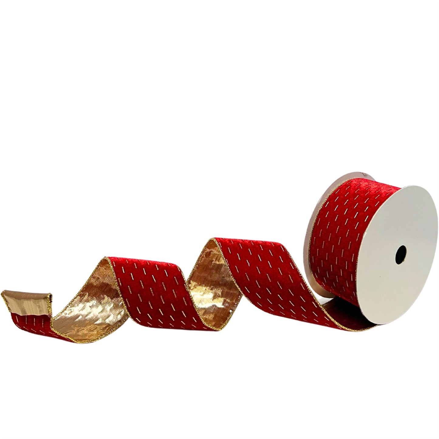 Red Velvet Gold Stripe Ribbon 2.5” x 10yd | YT