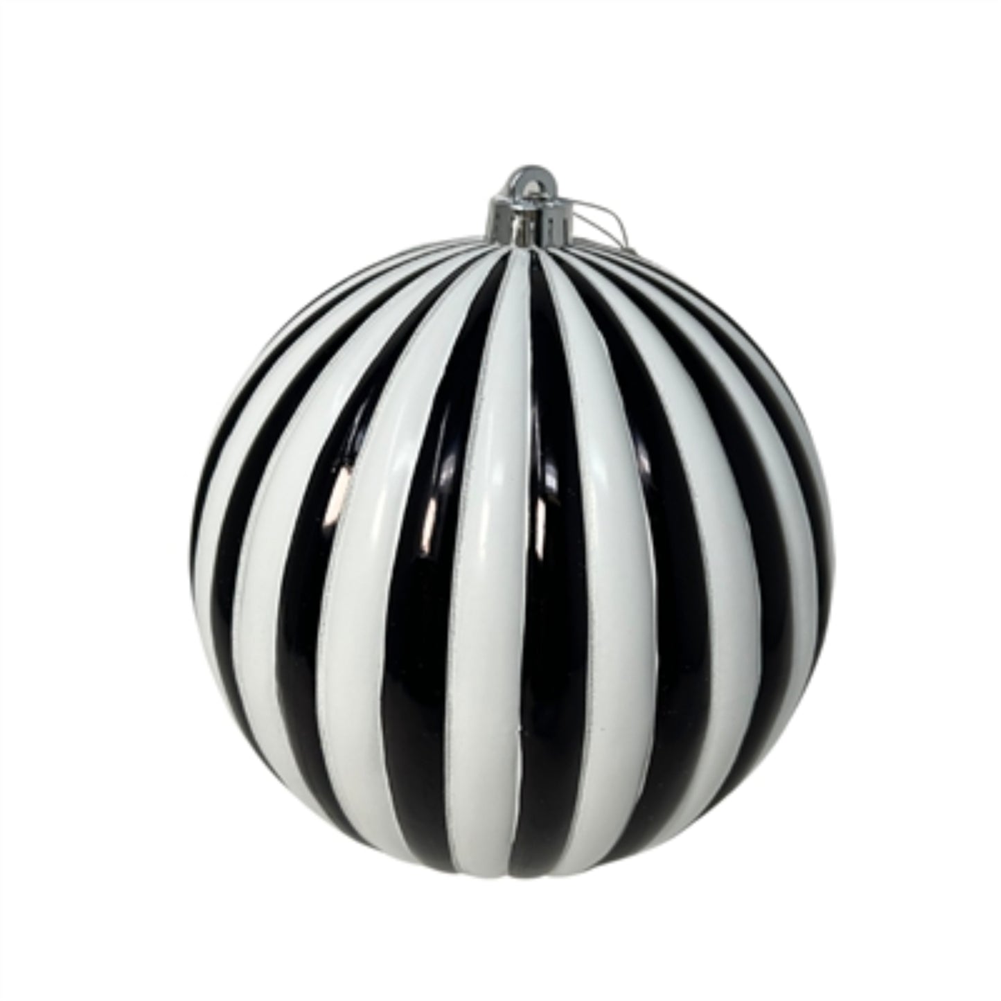 VP Vertical Striped Ball Ornament - Black/White 4” | XJ