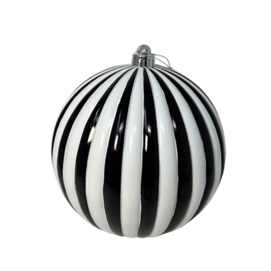 VP Vertical Striped Ball Ornament - Black/White 4” | XJ