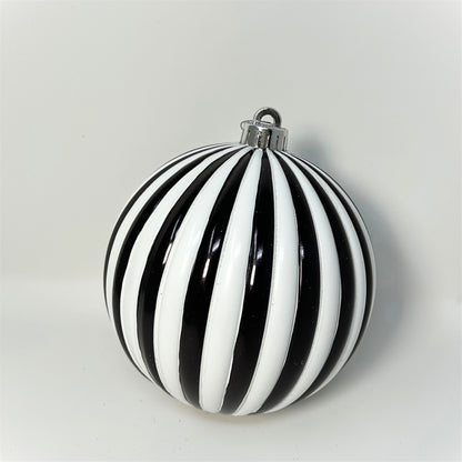VP Vertical Striped Ball Ornament - Black/White 6"