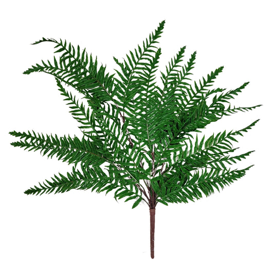 21" Plastic Fern Bush - Dark Green | XJE