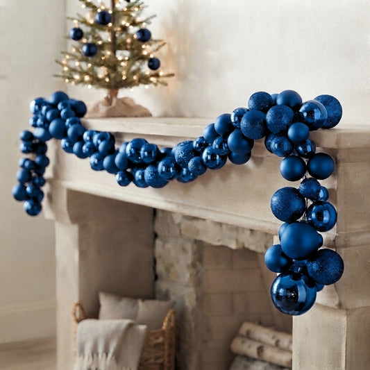 70.8" Plastic Ball Garland Blue Mix w/ 70mm - 100mm Balls | LC
