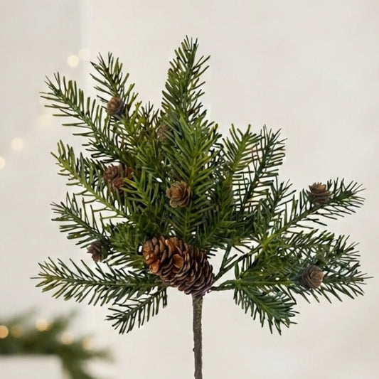 Real Touch Noble Fir Pick W/ Cones 18" | XJ