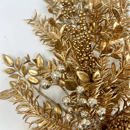 Marvelous Metallic Gold Mixed Foliage/Berry Stem 29"  | XJ