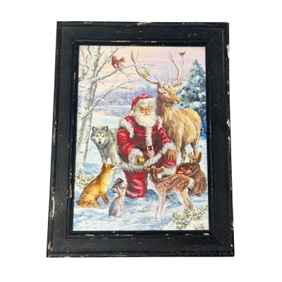 17" Santa with Forest Animals Picture | FX