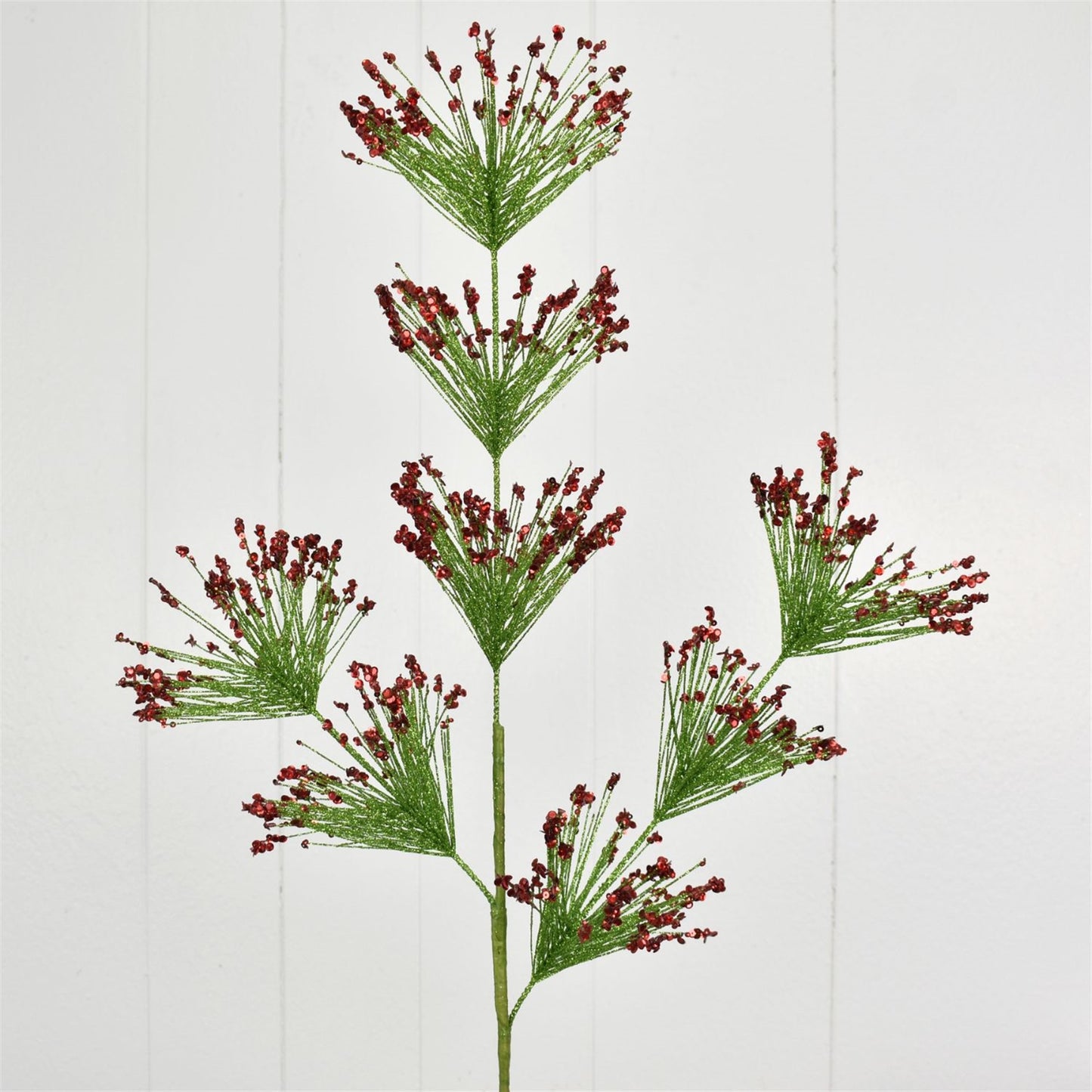 30" Sequin Sparkle Pine Spray in Green/Red | XJ