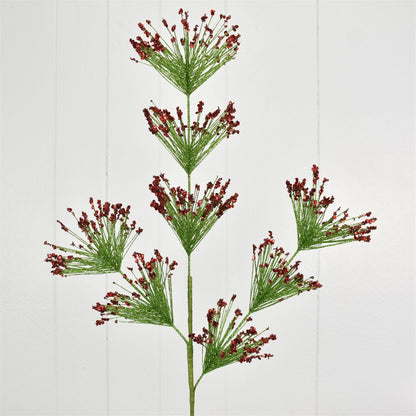 30" Sequin Sparkle Pine Spray in Green/Red | XJ