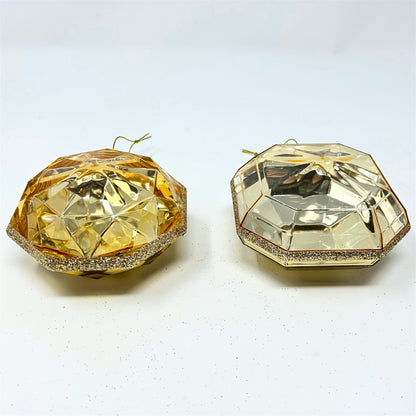 Acrylic Round/Square Precious Gem Ornament (Set of 2) - 4” - Champagne | RO