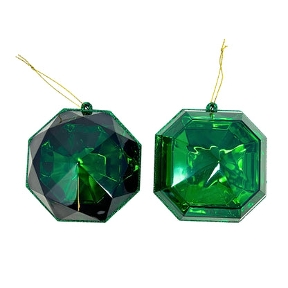 Acrylic RND/SQR Precious Gem Ornament 2 Asst. 4” - Emerald | ACK