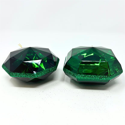 Acrylic Round/Square Precious Gem Ornament (Set of 2) - 4" - Emerald | RO