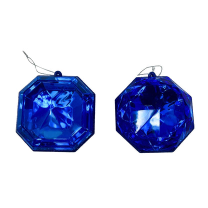 Acrylic Round/Square Precious Gem Ornament (Set of 2) - Royal Blue 4” | RO