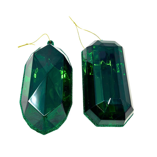 Acrylic RND/OBLNG Precious Gem Ornament 2 Asst. 5” - Emerald | ACK