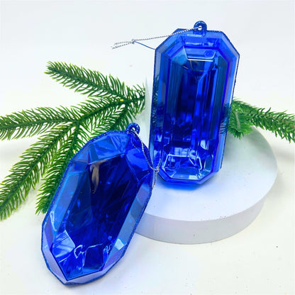 Acrylic Round/Oblong Precious Gem Ornament (Set of 2)  - Royal Blue 5” | RO