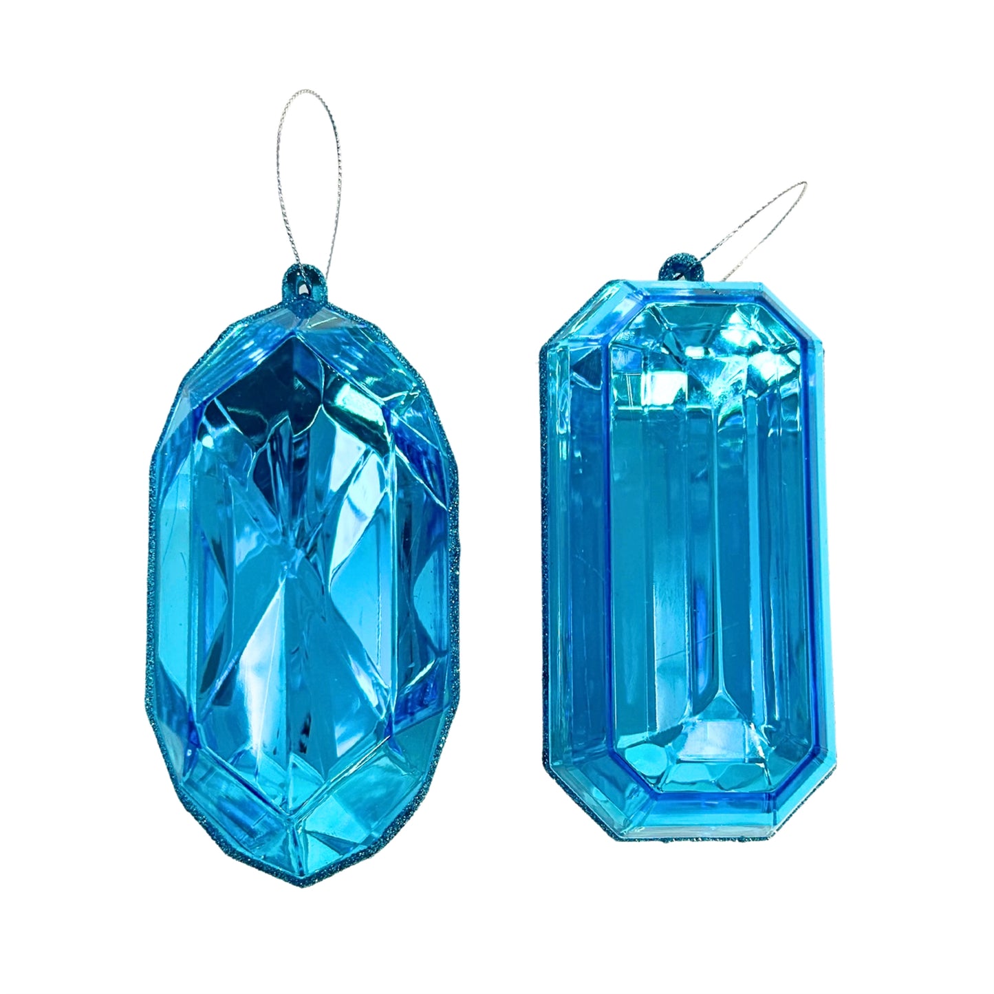 Acrylic RND/OBLNG Precious Gem Ornament 2 Asst. 5” - Turq. | ACK