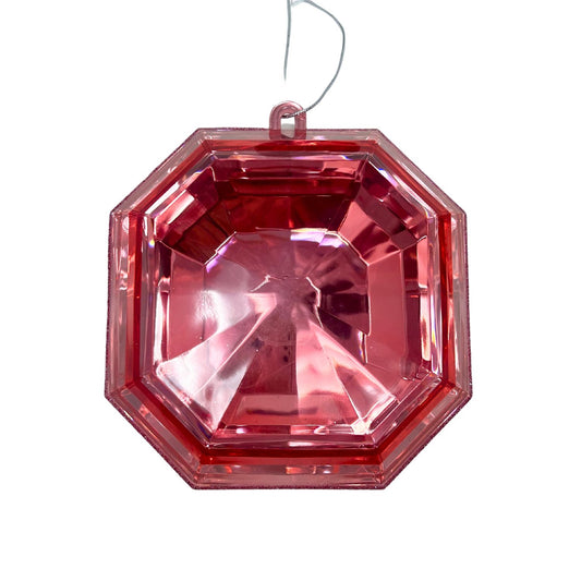 Acrylic Square Precious Gem Ornament - Pink 6” (6/24) | RO