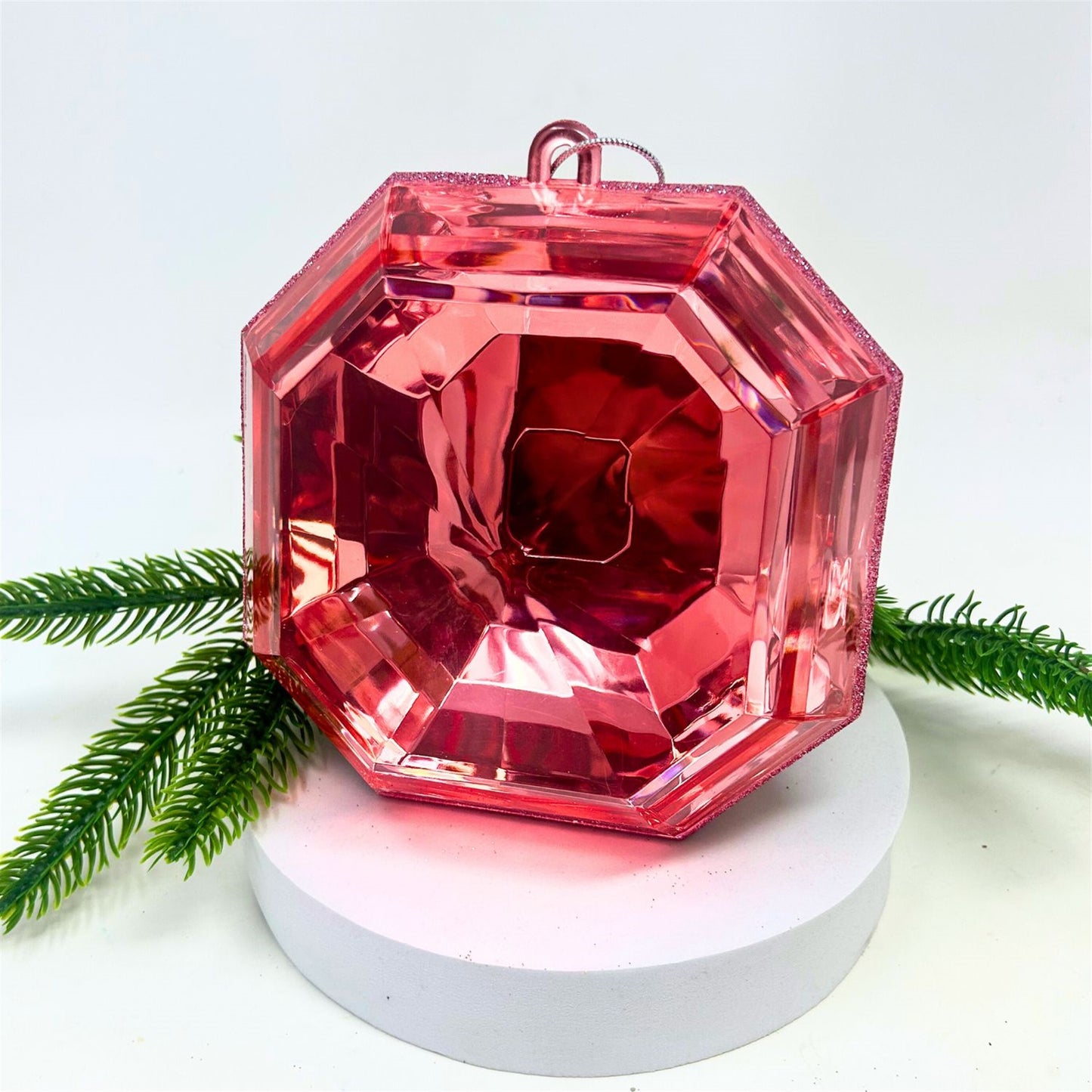 Acrylic Square Precious Gem Ornament - Pink 6” | RO