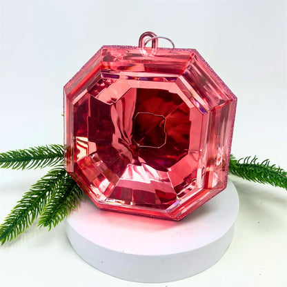 Acrylic Square Precious Gem Ornament - Pink 6” | RO