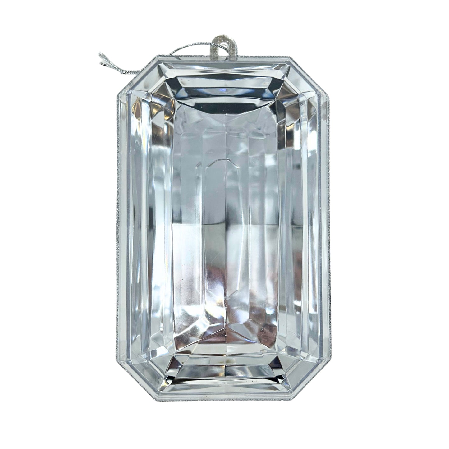 Acrylic Emerald Cut Precious Gem Ornament 9” - Clear/Iridescent | ACK