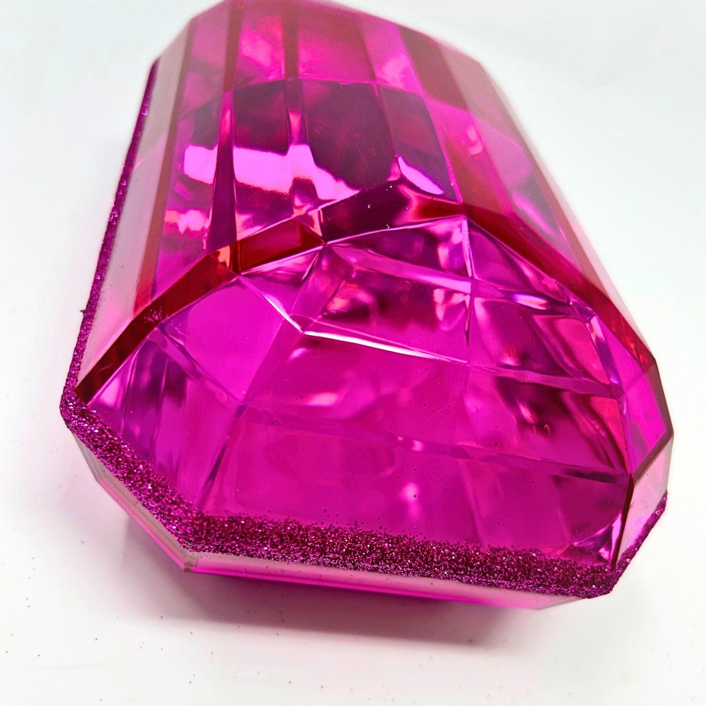 Acrylic Emerald Cut Precious Gem Ornament 9” - Fuchsia | ACK