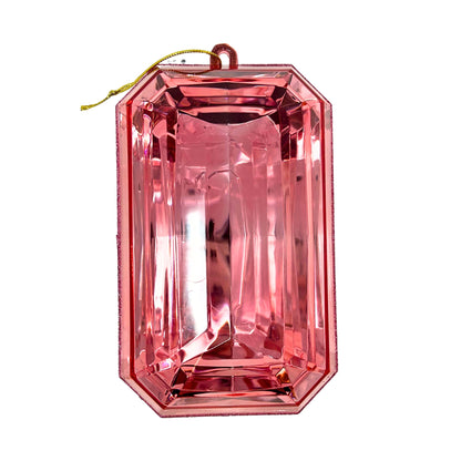 Acrylic Emerald Cut Precious Gem Ornament 9” - Pink | ACK