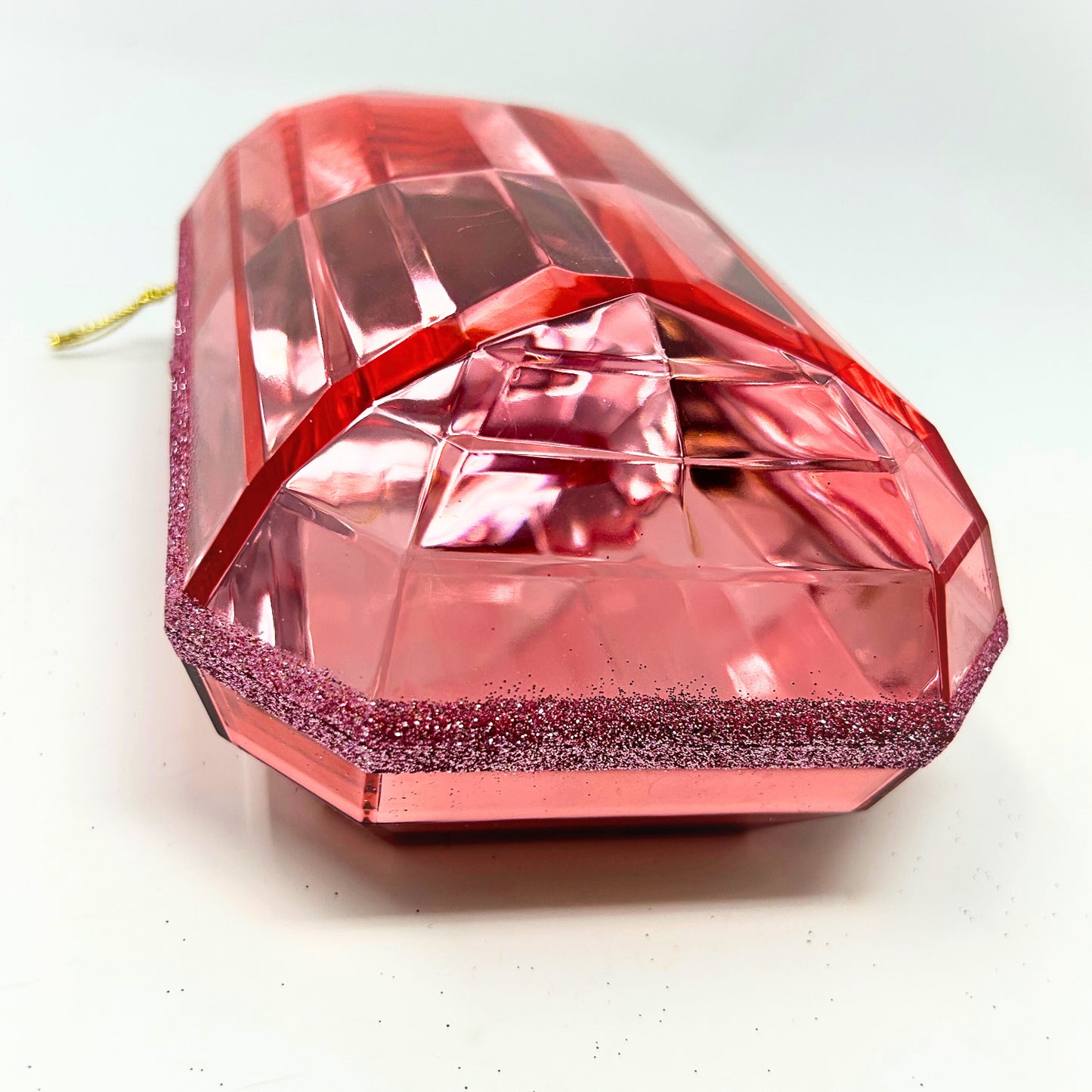 Acrylic Emerald Cut Precious Gem Ornament 9” - Pink | ACK