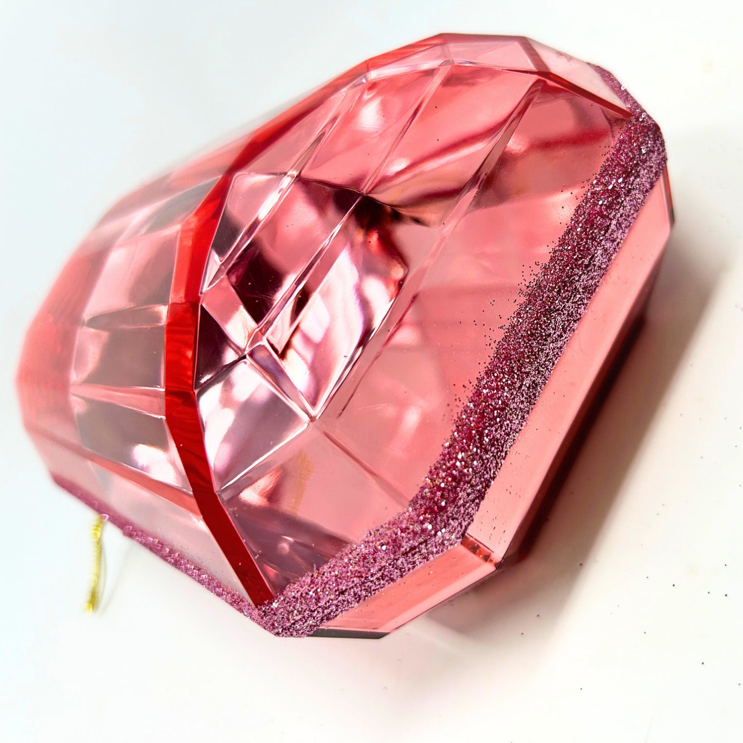 Acrylic Emerald Cut Precious Gem Ornament 9” - Pink | ACK