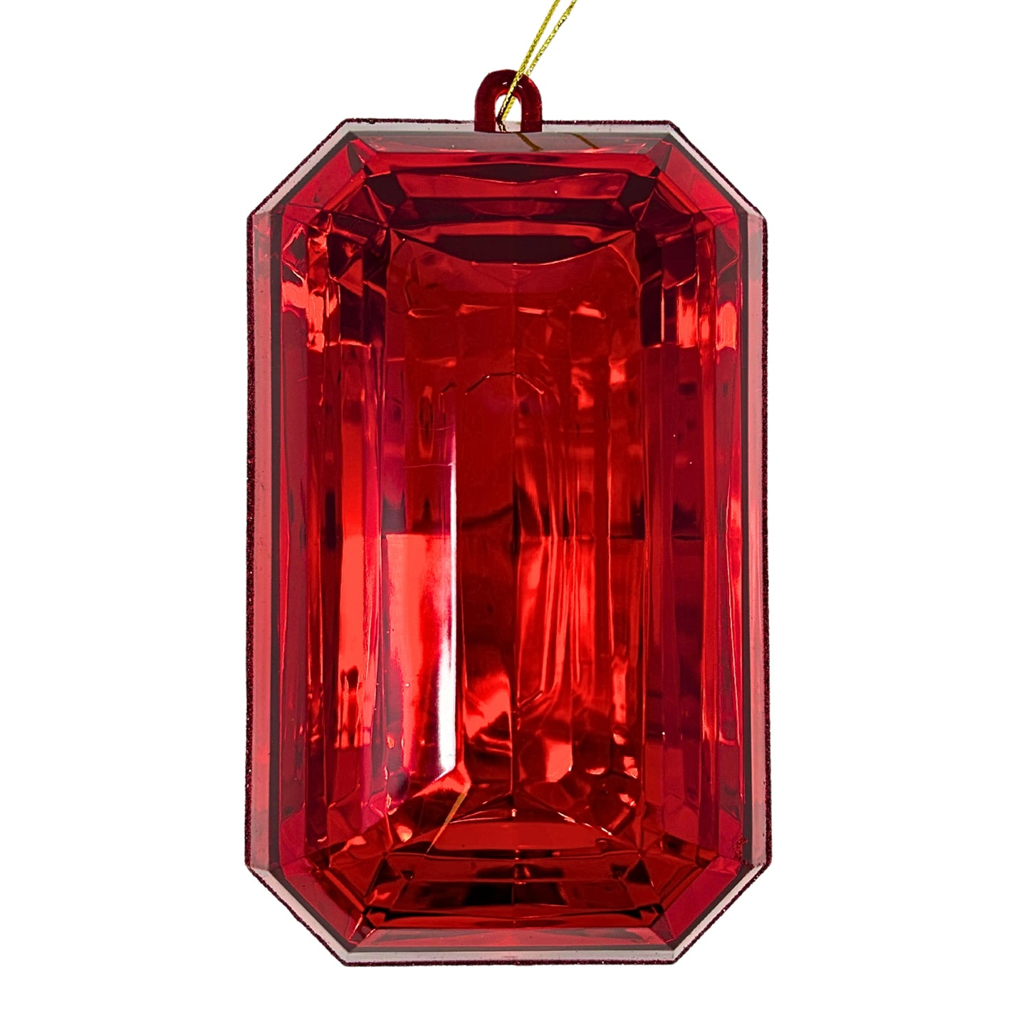 Acrylic Emerald Cut Precious Gem Ornament 9” - Red  | ACK