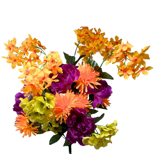 Tropical Blossom Bush x24 - Yellow/Orange/Green/Purple 26" | CZE