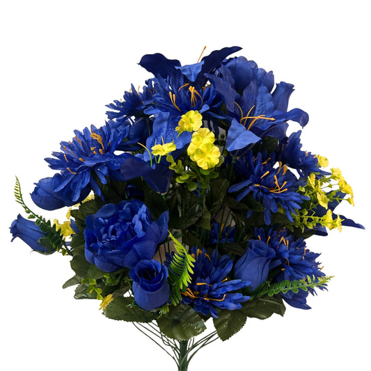 Peony/Lily/Mum Bush x36 - Blue 25" | CZE
