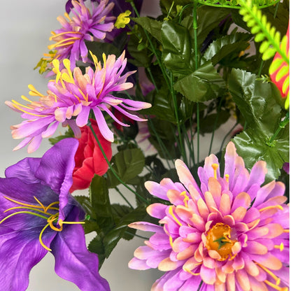 Peony/Lily/Mum Bush x36 - Red/Purple 25" | CZE