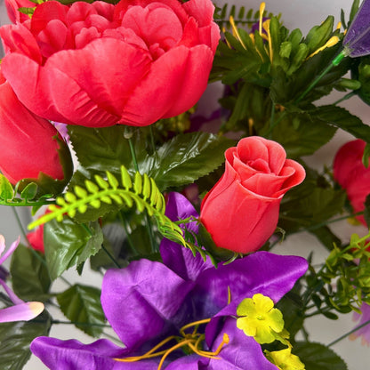 Peony/Lily/Mum Bush x36 - Red/Purple 25" | CZE