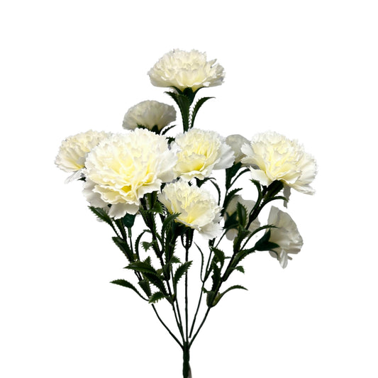 Carnation Bush x7 w/ 14 Heads - 17" Cream | GTE