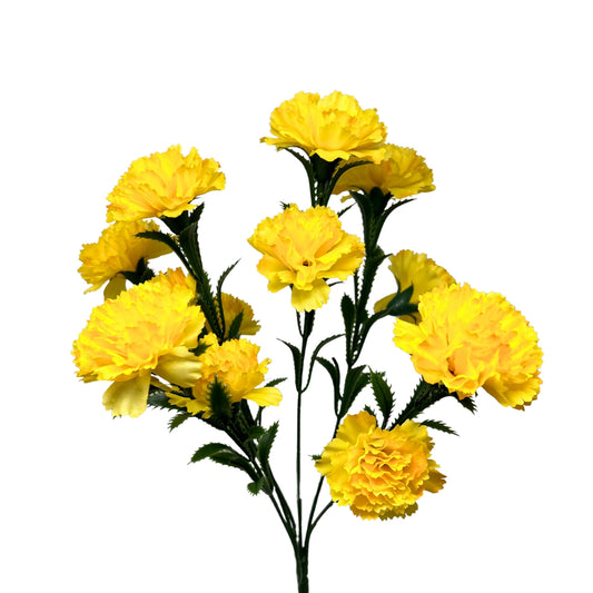 Carnation Bush x7 w/ 14 Heads - 17" Yellow | GTE