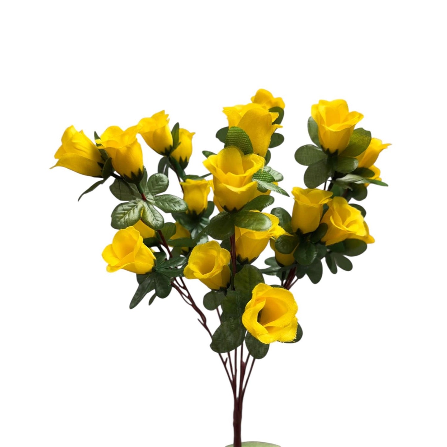Mini Rose Bud Bush x6 w/ 24 Heads - Yellow - 16" | GTE