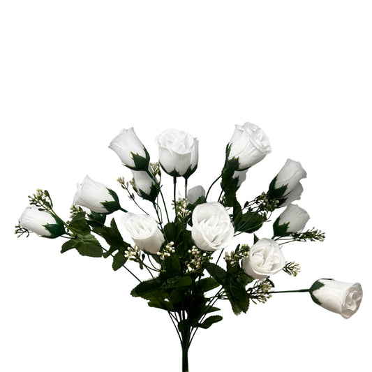 Rose Bud Bush x18 w/ Filler 18" - White | GTE