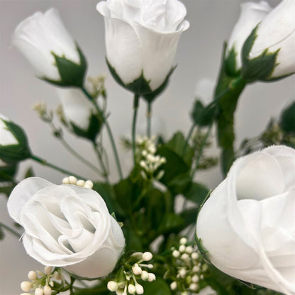 Rose Bud Bush x18 w/ Filler 18" - White | GTE
