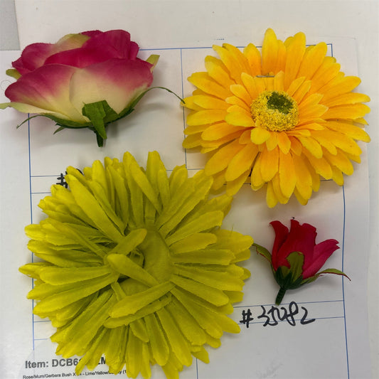 Rose/Mum/Gerbera Bush x24 - Lime/Yellow/Beauty | SXE