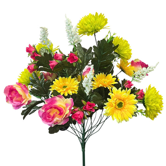 Rose/Mum/Gerbera Bush x24 - Lime/Yellow/Beauty | SXE