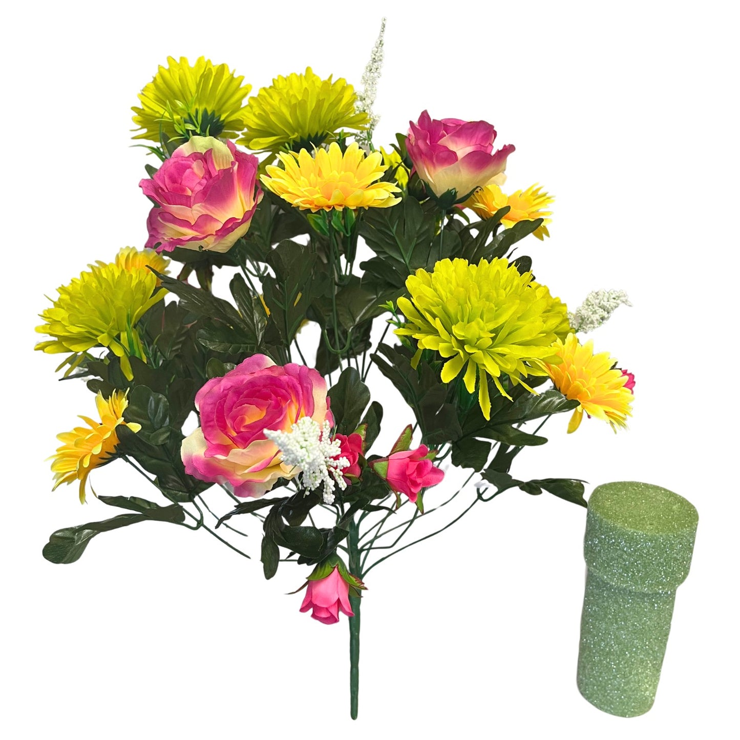 Rose/Mum/Gerbera Bush x24 - Lime/Yellow/Beauty | SXE