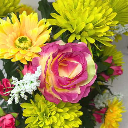 Rose/Mum/Gerbera Bush x24 - Lime/Yellow/Beauty | SXE