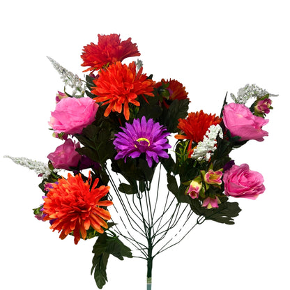 Rose/Mum/Gerbera Bush x24 - Pink/Purple/Orange | SXE