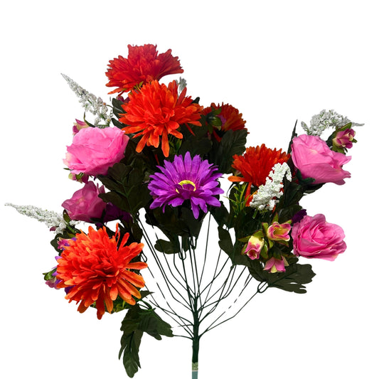Rose/Mum/Gerbera Bush x24 - Pink/Purple/Orange | SXE