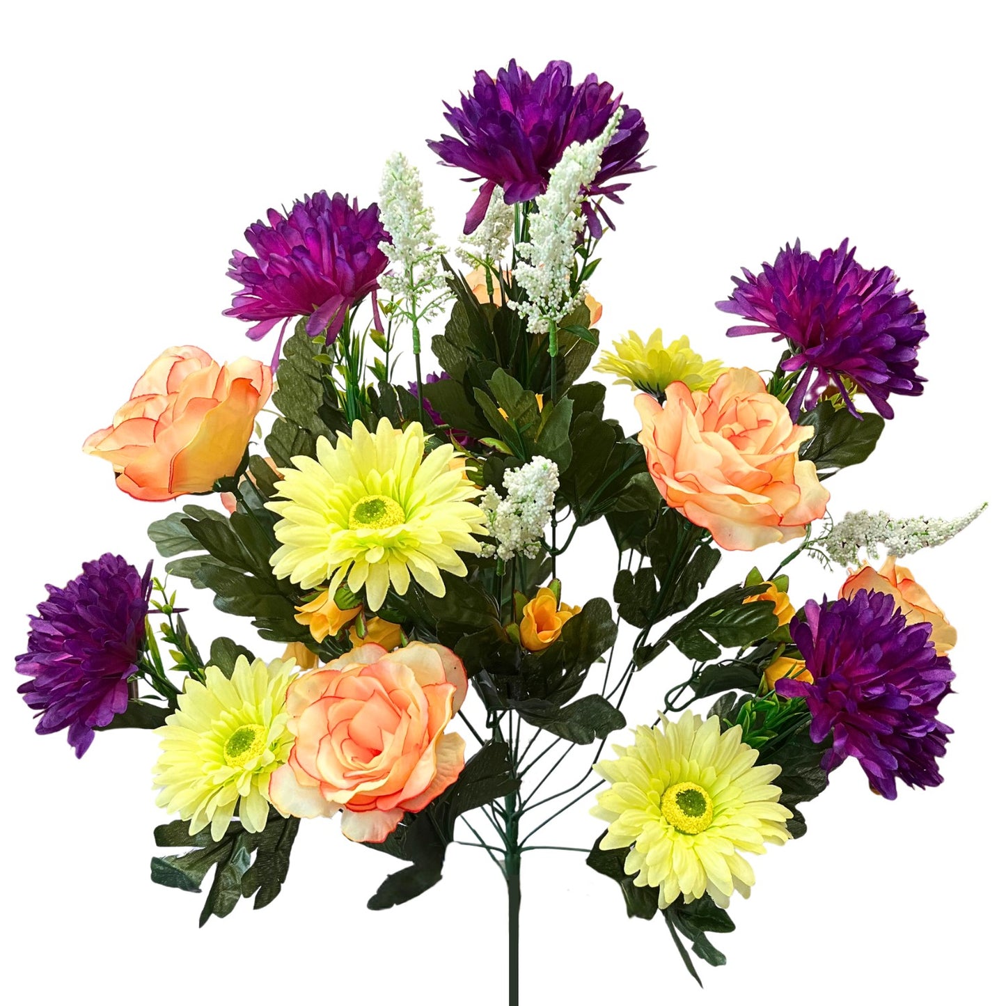 Rose/Mum/Gerbera Bush x24 - Purple/Salmon/Yellow | SXE