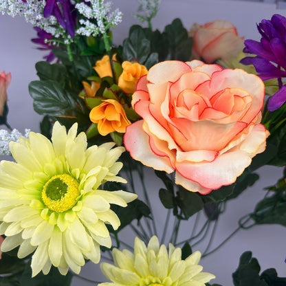 Rose/Mum/Gerbera Bush x24 - Purple/Salmon/Yellow | SXE
