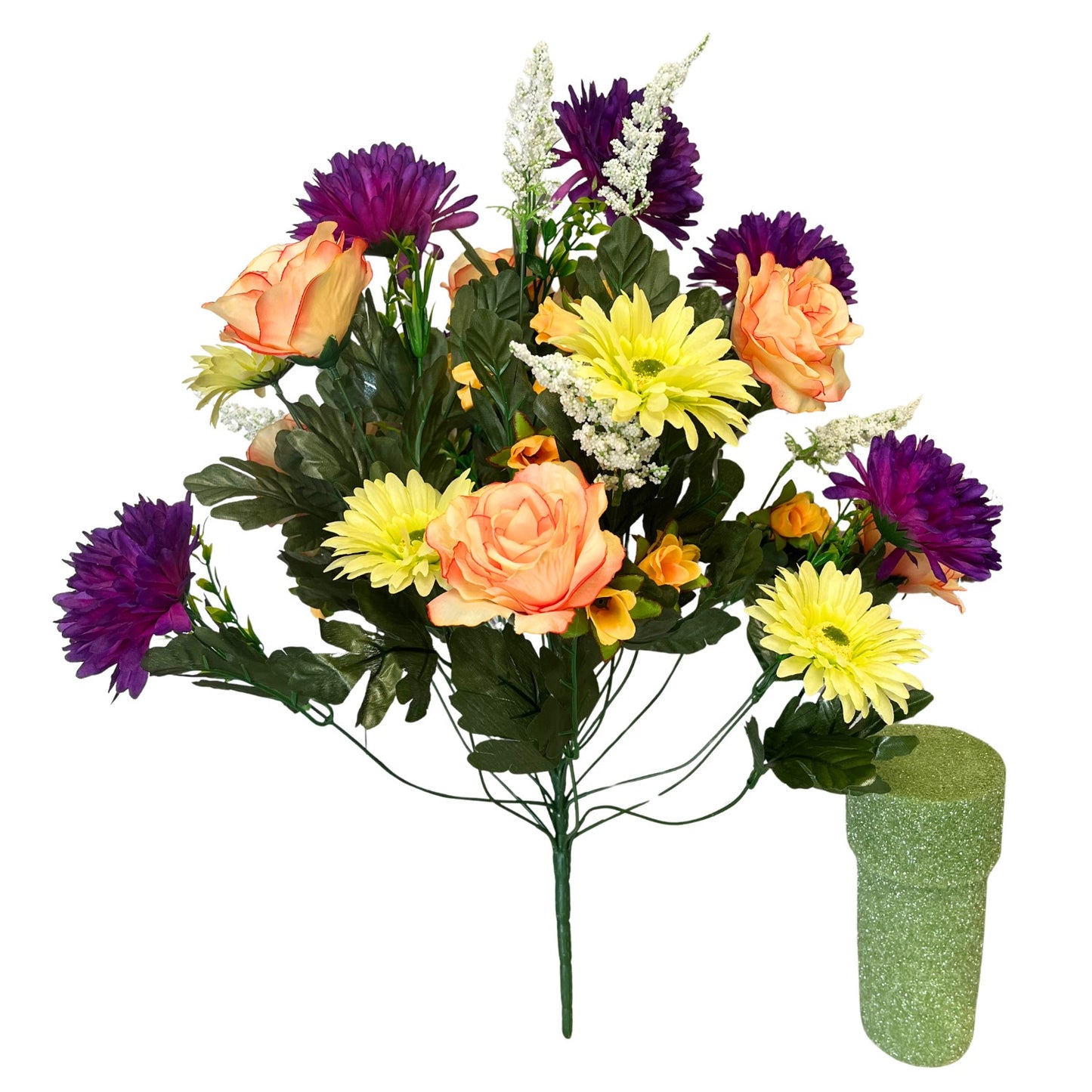 Rose/Mum/Gerbera Bush x24 - Purple/Salmon/Yellow | SXE