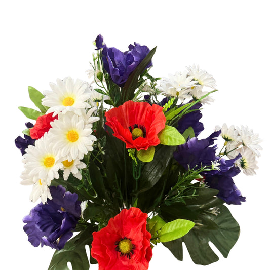Poppy/Iris/Daisy Bush x18 - Red/White/Blue | SXE